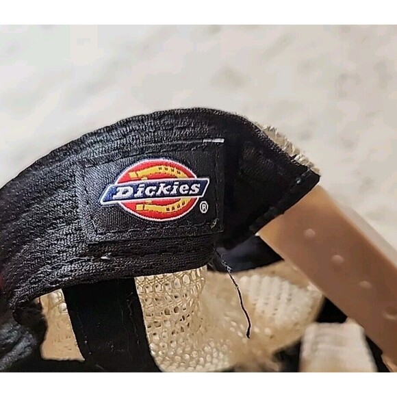 DICKIES Since‎ 1922 Workwear Vintage Snapback Foam Mesh Trucker Hat Cap Navy Tan - Picture 7 of 8